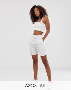 Джинсовые шорты-кюлоты с поясом ASOS DESIGN Tall-Белый