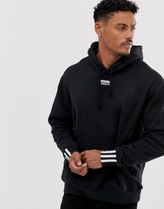 Худи черного цвета с полосками на манжетах adidas Originals - RYV-Черный