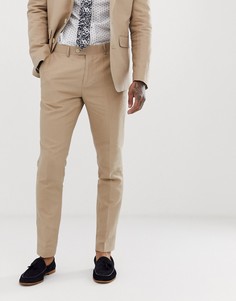 Однотонные узкие брюки с добавлением льна Gianni Feraud Wedding-Серый
