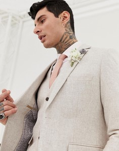 Зауженный пиджак из твида с добавлением шерсти Harry Brown Wedding-Кремовый