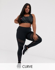Леггинсы с моделирующими сетчатыми вставками ASOS 4505 Curve-Черный