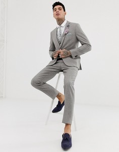 Узкие твидовые брюки с добавлением шерсти Harry Brown wedding-Серый
