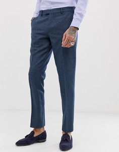 Узкие твидовые брюки с добавлением шерсти Harry Brown wedding-Синий