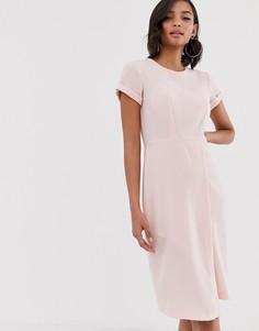 Бледно-розовое платье с запахом и коротким рукавом Closet London-Розовый