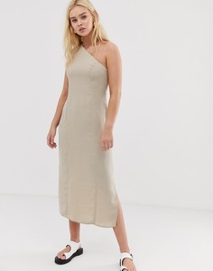 Сарафан миди на одно плечо ASOS DESIGN-Кремовый