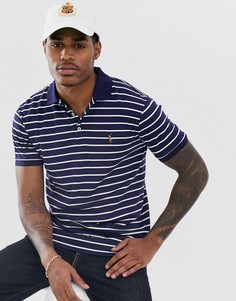 Облегающее поло в полоску темно-синего/белого цвета из хлопка пима Polo Ralph Lauren-Темно-синий