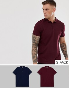 Набор из 2 поло из пике ASOS DESIGN - Скидка-Мульти