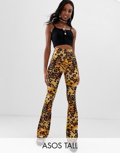 Расклешенные брюки со звериным принтом ASOS DESIGN Tall-Мульти