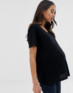 Черная футболка для кормления с V-образным вырезом ASOS DESIGN Maternity-Черный