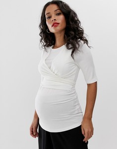 Топ для кормления кремового цвета с запахом и завязкой сзади ASOS DESIGN Maternity-Кремовый