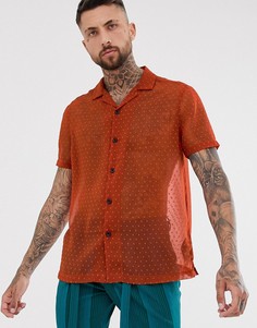Полупрозрачная рубашка-oversize в фактурный горошек цвета ржавчины ASOS DESIGN-Оранжевый
