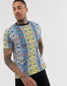 Свободная футболка с разноцветным принтом ASOS DESIGN-Мульти