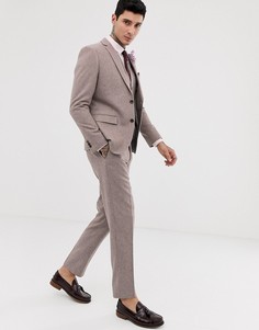 Узкие твидовые брюки с добавлением шерсти Harry Brown wedding-Розовый