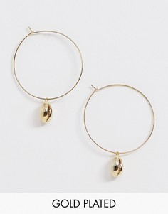 Позолоченные серьги-кольца с подвеской Orelia-Золотой