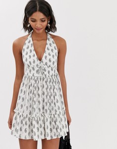 Ярусный сарафан мини с принтом пейсли ASOS DESIGN-Мульти
