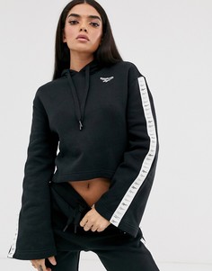 Черное худи с рукавами клеш и кантом Reebok-Черный