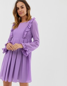 Многослойное платье с длинными рукавами Naf Naf-Фиолетовый