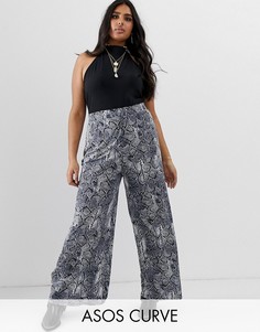 Широкие брюки со змеиным рисунком ASOS DESIGN Curve-Мульти