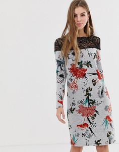 Платье А-силуэта с цветочным принтом Only Elcos Aviaya-Серый