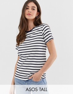 Футболка в полоску с круглым вырезом ASOS DESIGN Tall-Темно-синий