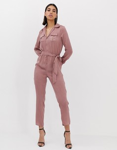 Розовый комбинезон в стиле милитари Missguided