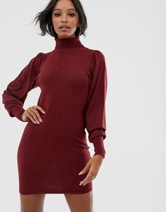 Платье-водолазка мини с эффектными рукавами ASOS DESIGN-Красный