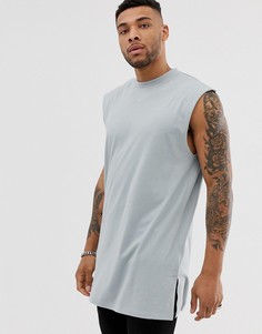 Серая супердлинная oversize-майка ASOS DESIGN-Зеленый