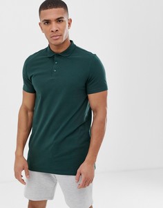 Длинное зеленое трикотажное поло ASOS DESIGN-Зеленый