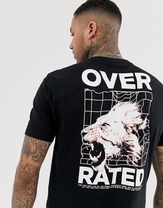 Футболка свободного кроя из органического кроя с принтом ASOS DESIGN-Черный