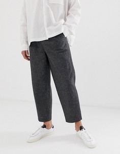 Строгие свободные брюки с добавлением льна ASOS WHITE-Серый