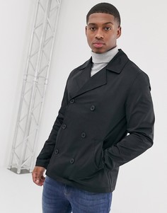 Двубортный тренч-пальто ASOS DESIGN-Черный