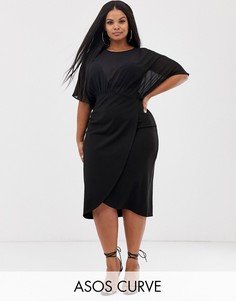 Тканое платье-футляр миди ASOS DESIGN Curve-Черный