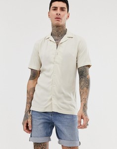Серовато-бежевая рубашка из вискозы классического кроя ASOS DESIGN-Кремовый