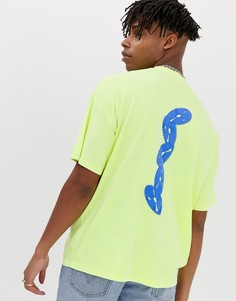 Oversize-футболка выбеленного неонового цвета с принтом ASOS DESIGN-Зеленый