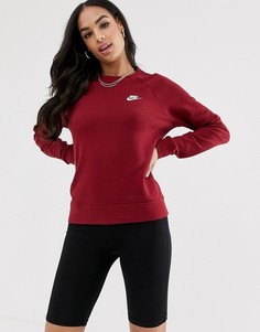 Бордовый свитшот с круглым вырезом Nike essentials-Красный