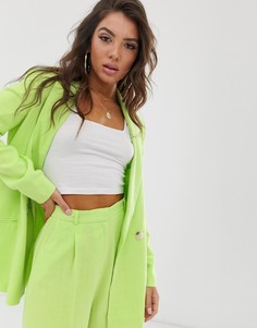 Льняной блейзер лаймового цвета ASOS DESIGN-Зеленый