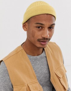 Светло-желтая шапка-бини в рубчик ASOS DESIGN-Желтый