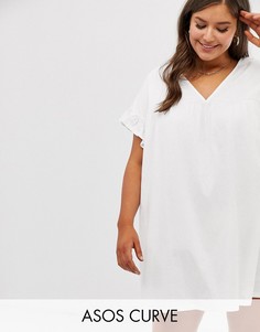 Меланжевое свободное двустороннее платье мини ASOS DESIGN Curve-Белый