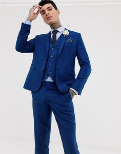 Синий фактурный приталенный пиджак Harry Brown