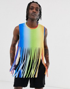 Укороченная разноцветная майка с бахромой Urban Threads-Мульти