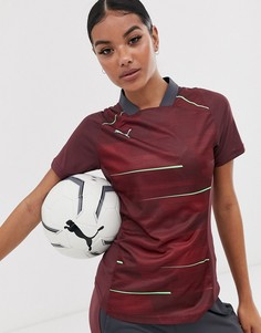 Бордовая футболка с зелеными вставками Puma Football-Фиолетовый