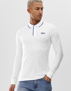 Эластичный лонгслив-поло Tommy Jeans-Белый