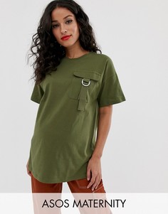 Футболка с карманом в стиле милитари ASOS DESIGN Maternity-Зеленый