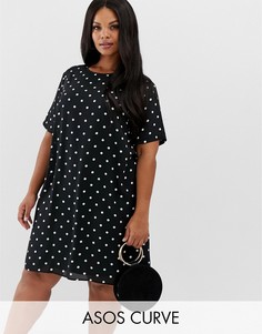 Полупрозрачное платье мини А-силуэта в горошек ASOS DESIGN Curve-Мульти