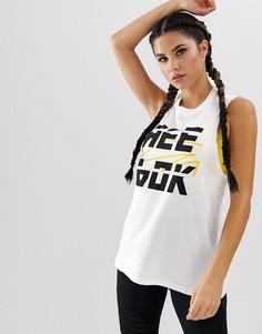 Белая обтягивающая майка Reebok Training-Белый