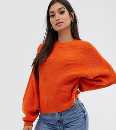 Пушистый джемпер с пышными рукавами ASOS DESIGN Petite-Оранжевый