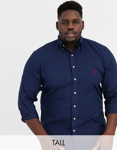 Темно-синяя окрашенная рубашка с пуговицами и логотипом Polo Ralph Lauren Big & Tall-Темно-синий