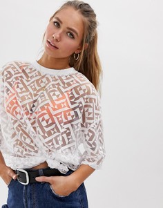 Oversize-футболка с набивкой флок Glamorous-Белый