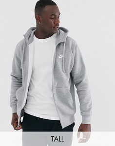 Худи серого цвета на молнии и с логотипом \futura\" Nike Tall-Серый