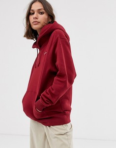 Премиум-худи кроя oversize бордового цвета с миниатюрным логотипом-галочкой Nike-Красный